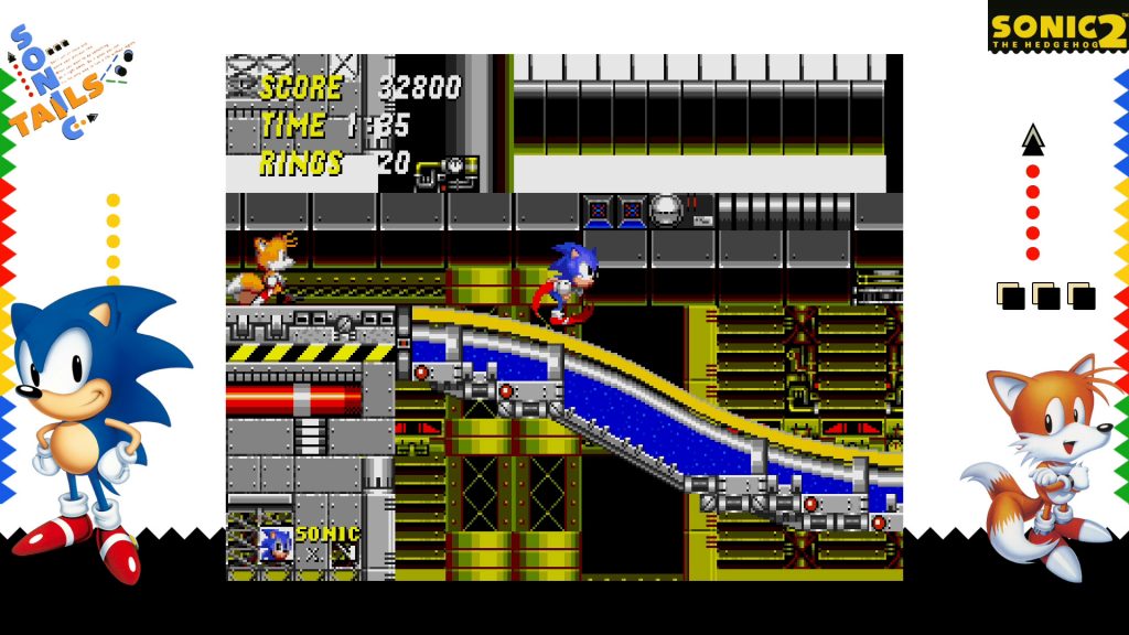 Sega Ages Sonic the Hedgehog 2. Sonic and Tails in Chemical Plant Zone.