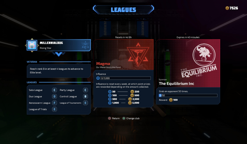 Keeping track of your ranks and status in Override 2: Super Mech League