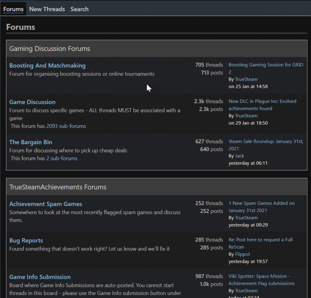 TrueSteam forums with boosting lobbies and other content to enjoy