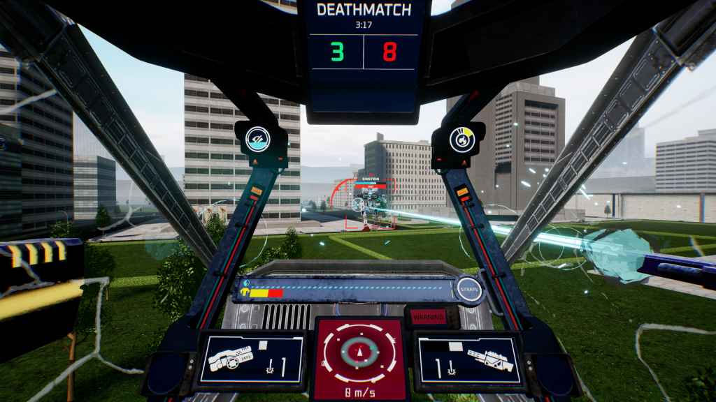 Cockpit view of a team deathmatch mode
