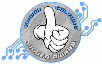 Thumbs up on a silver back ground with Thumb Culture Silver Award written around 