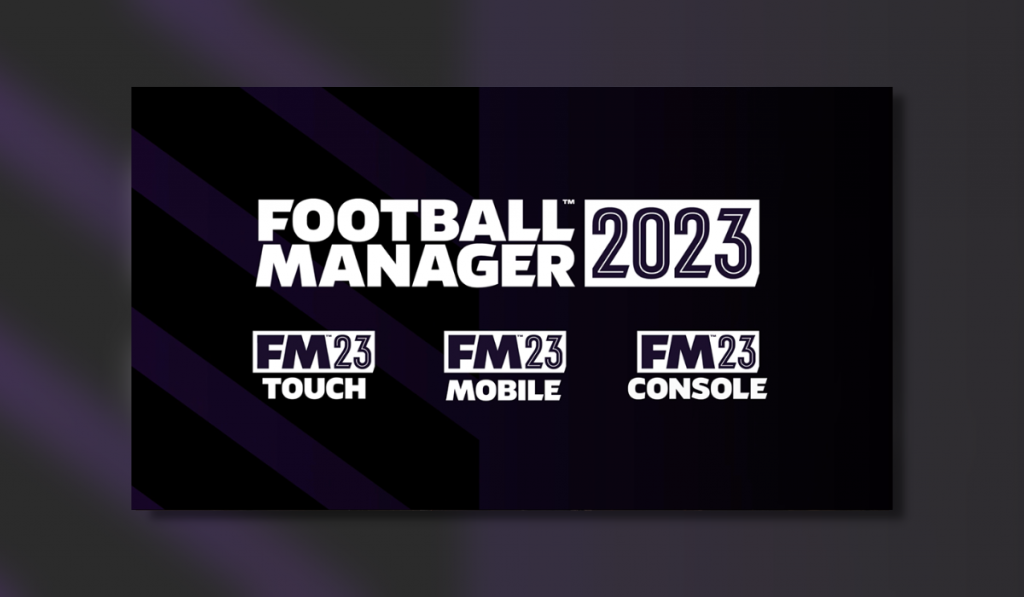 Football Manager 2023 logos for all game versions FM23, FM23 Touch, FM23 Mobile and FM23 Console