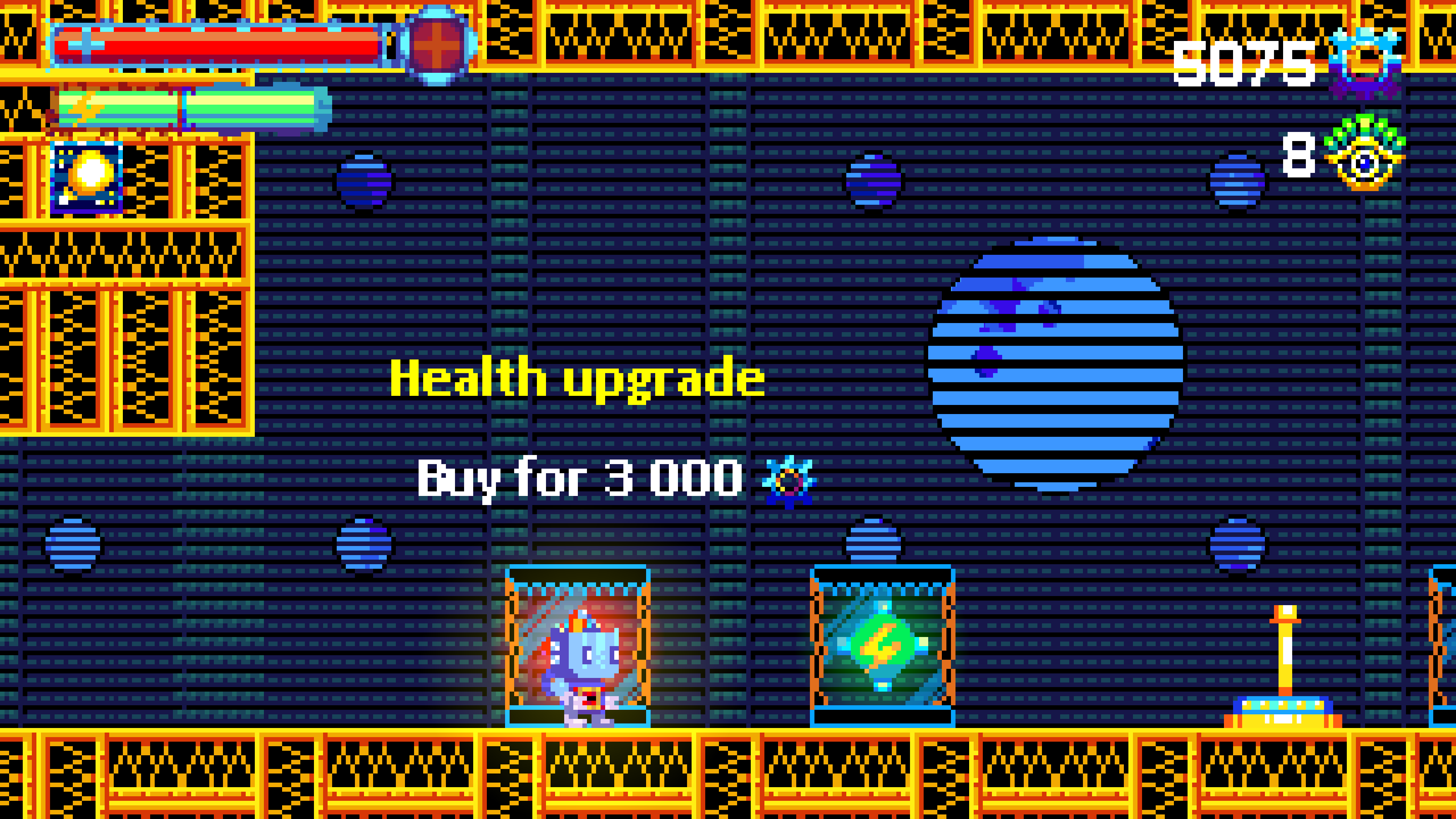 upgrades area where you can purchase upgraded health and energy. The upgrade on show is for health with costs 3,000 of the in game currency