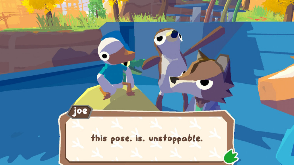 characters from the game poseing whilst saying "this pose. is. unstoppable"