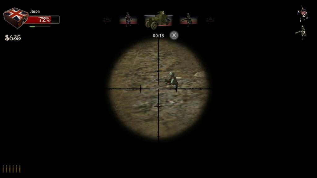 image showing the view through a sniper gun at a toy soldier