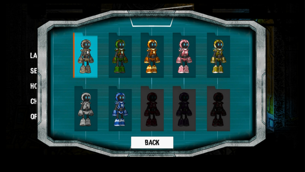 A screen showing some of the cosmetics available. There are 10 in total, 3 of which are locked.