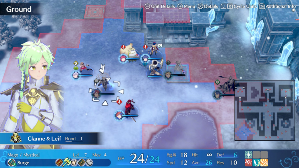 A screenshot of an in-game battle in an icy location