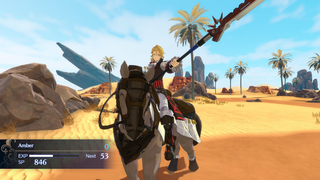 Amber poses on his horse after defeating an enemy