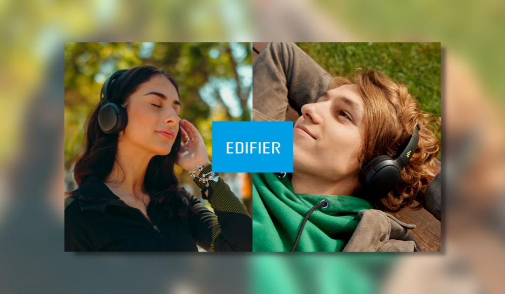 Thumb Cultures feature image for the Edifier WH500 headset. Showing two promotional images of consumers wearing the headset.