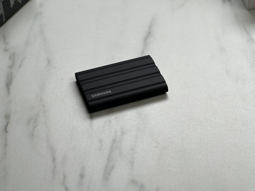 An image of the Samsung Portable SSD T7 Shield in Black