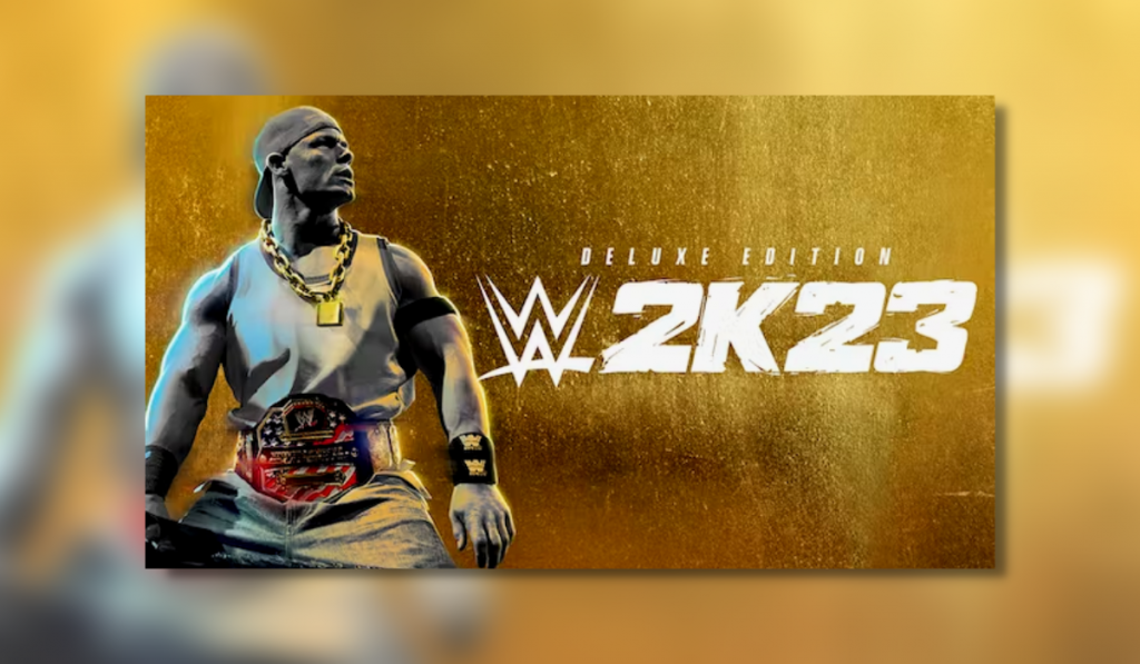 Banner image featuring John Cena with the United States championship and WWE 2K23 Deluxe Edition featured next to him