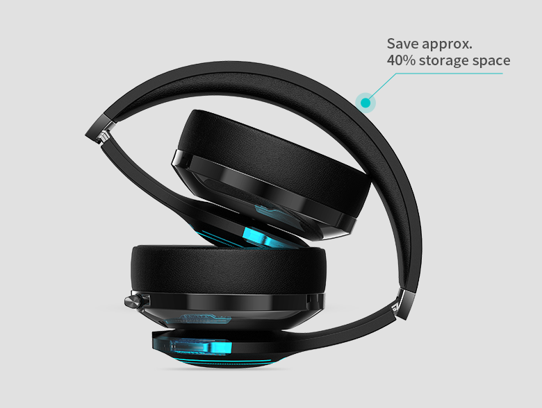 screenshot showing a black headset folded up with the cups rotated inwards