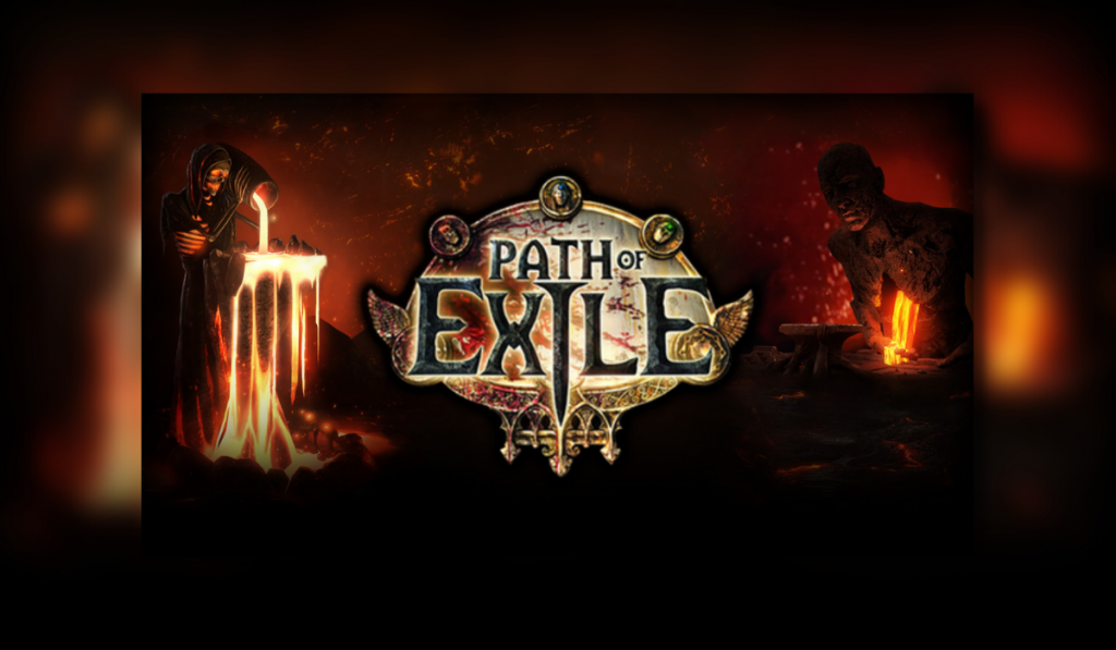 path of exile logo with two characters either side