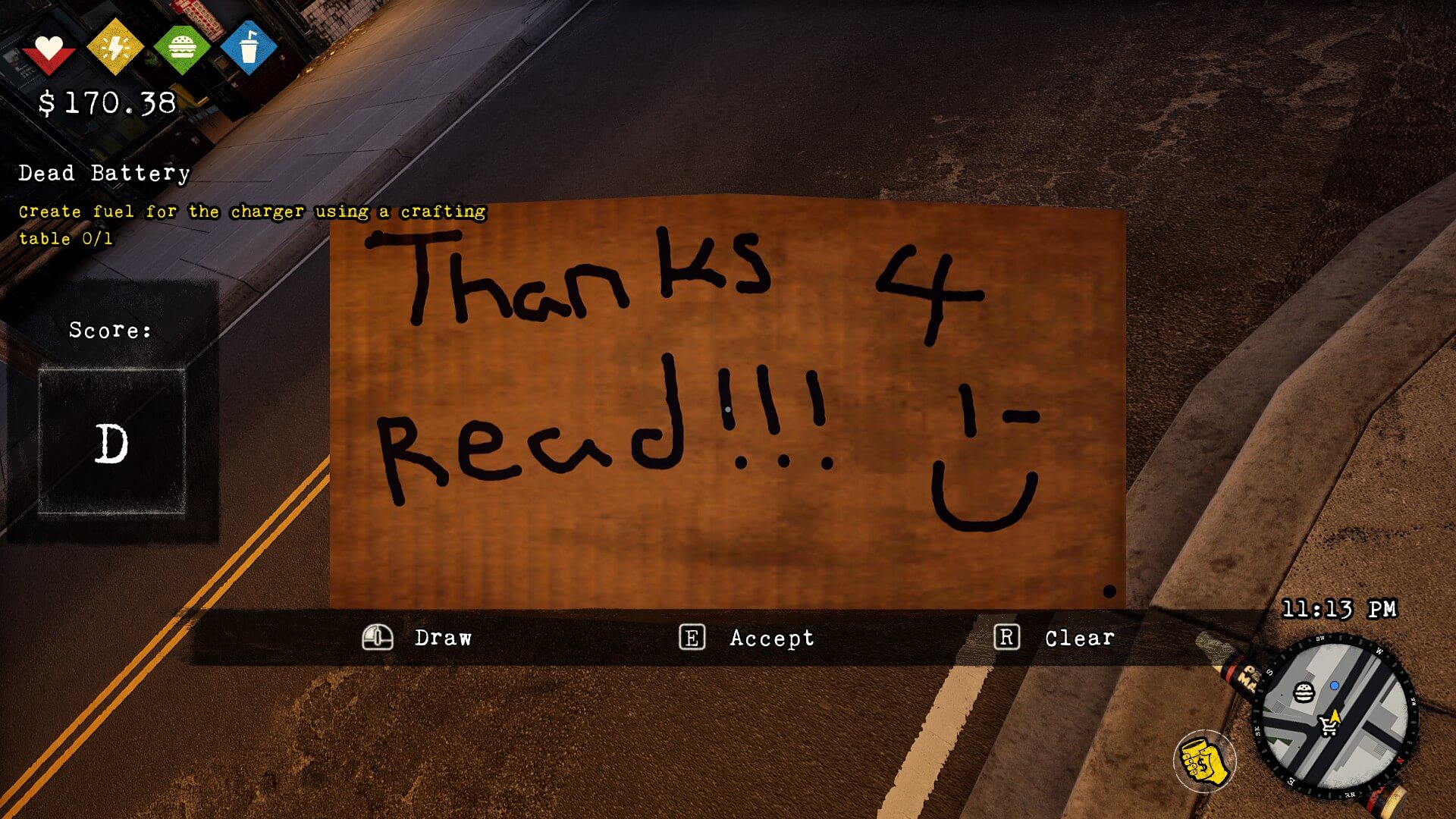 A cardboard message I made to say thank you for reading the review.