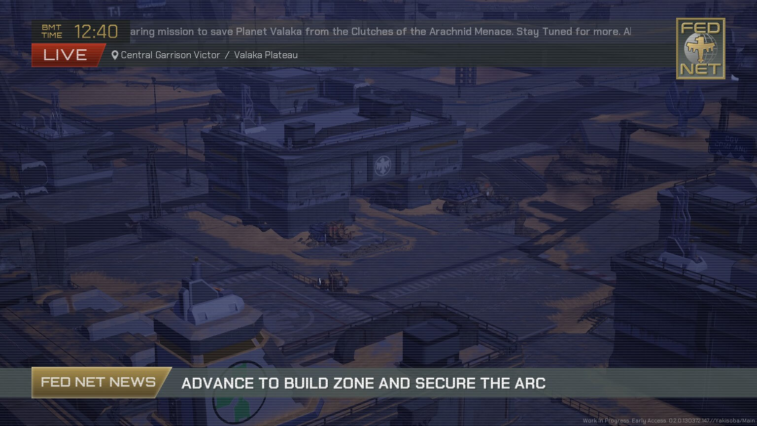 A broadcast that players get before joining a match. Below shows the current objective being done in the game.