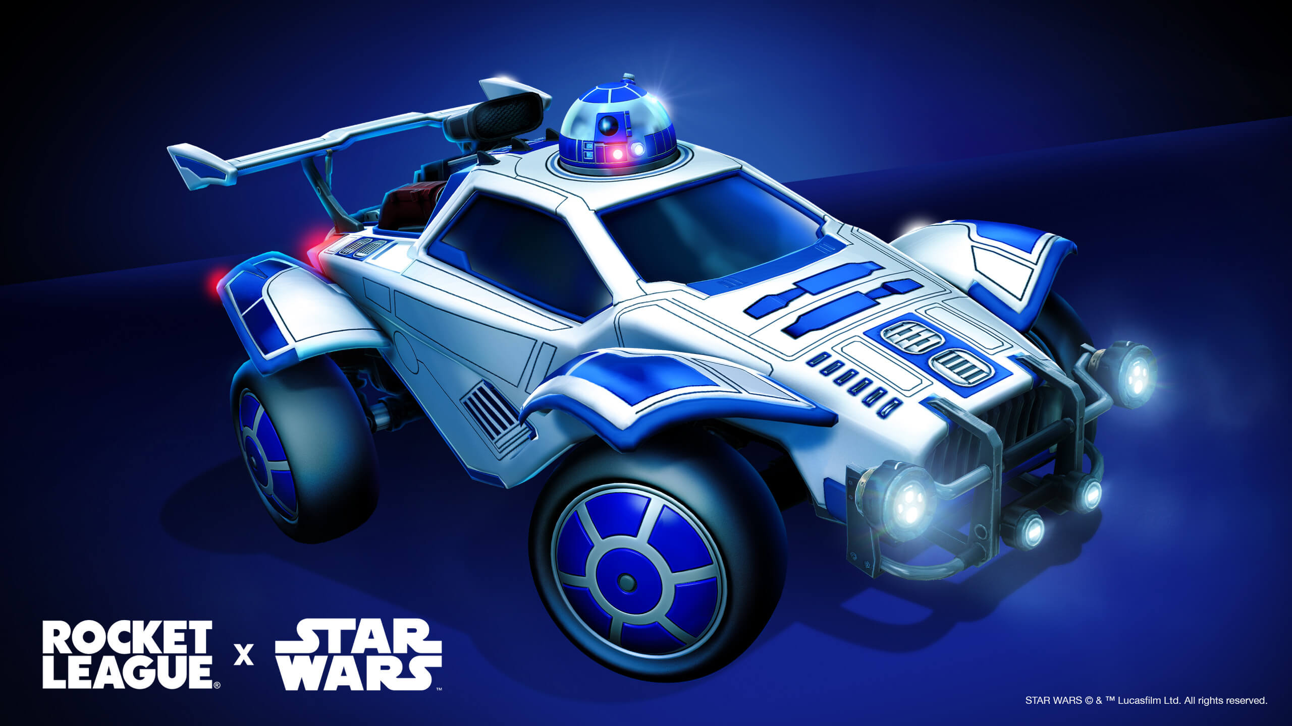 The Octane car in rocket league with its r2 d2 skin