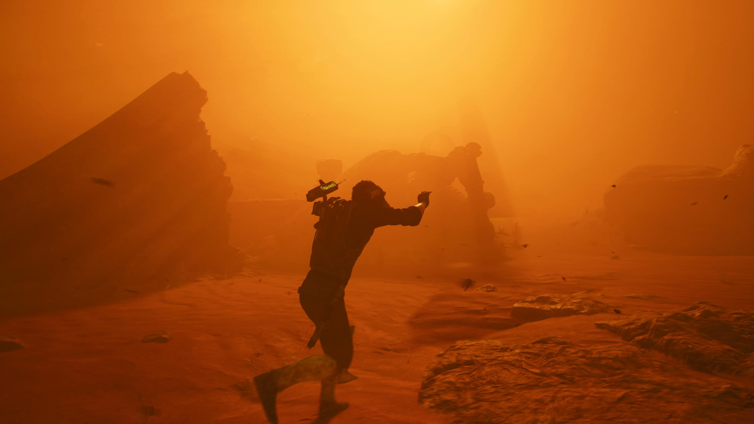 Cal has been caught in a sandstorm, the shot is both dark yet vibrant at the same time this is a treat for the eyes.