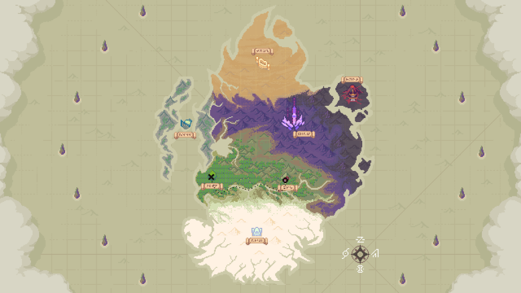 Dungeon Selection areas with different world settings such as desert and frozen