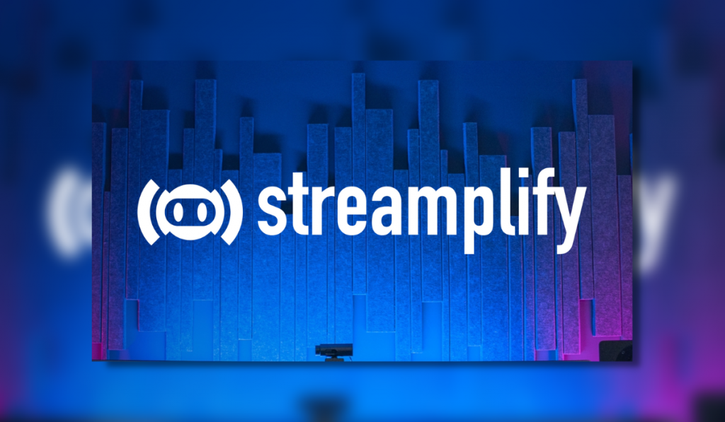 streamplify name and logo on a blue background