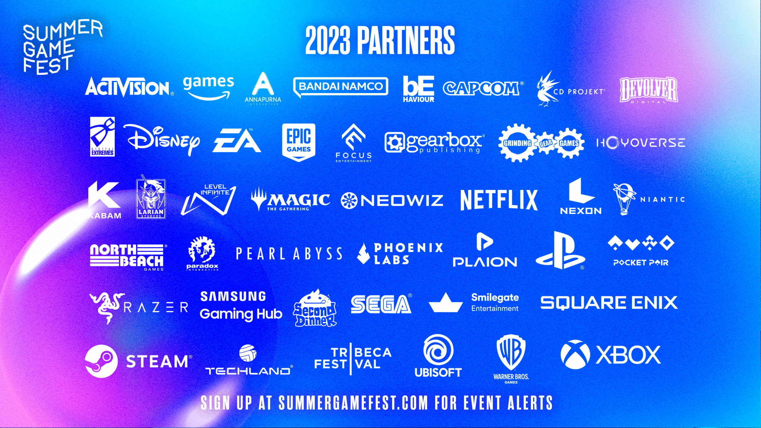 a collection of logos from all the companies participating in Summer Game Fest 2023