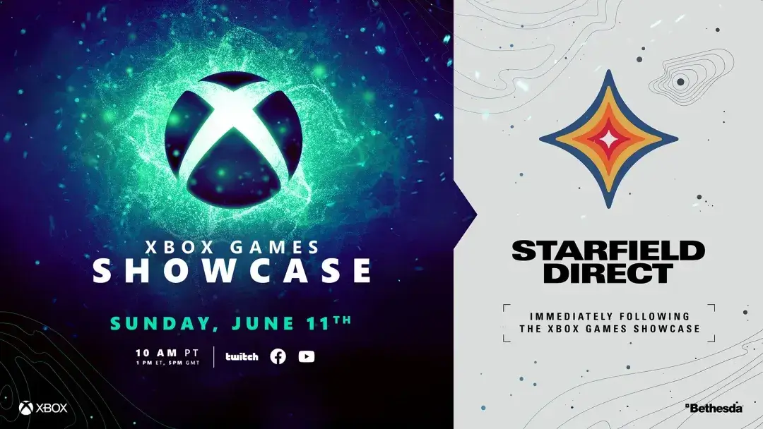 a flyer for Xbox Games Showcase/Starfield Direct which will be held on Sunday June 11th