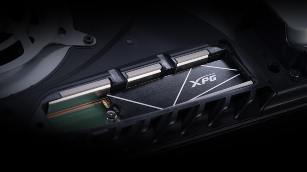 A top down view of the XPG Gammix S70 Blade installed in a PS5
