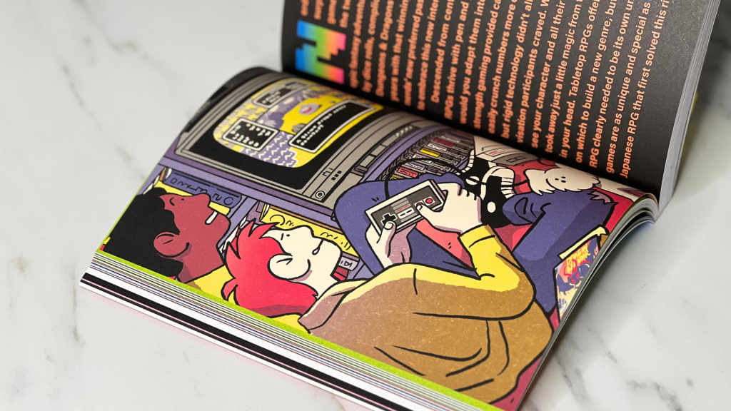 A picture of the artwork depicting a gamer playing on their NES from the Video Game Of The Year book