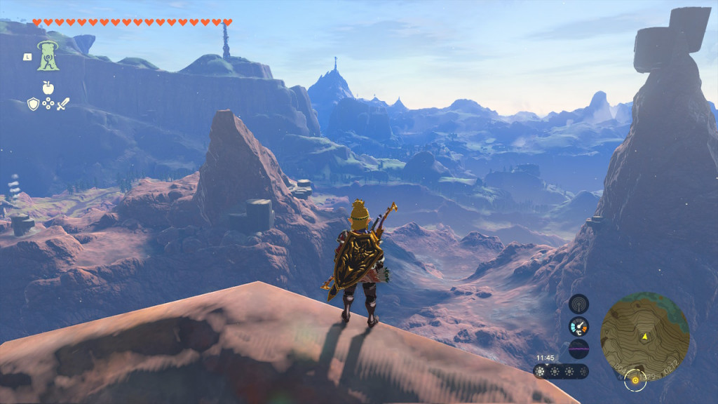 Link looking upon the Goron region landscape
