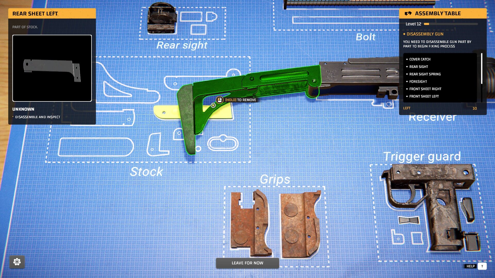 I am dismantling the Uzi's stock. The green means its the correct part to place there.