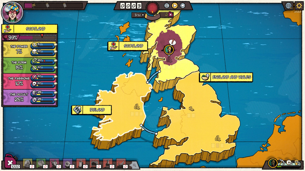 A map of the UK showing the start of fear spreading south to Ireland, England and Wales