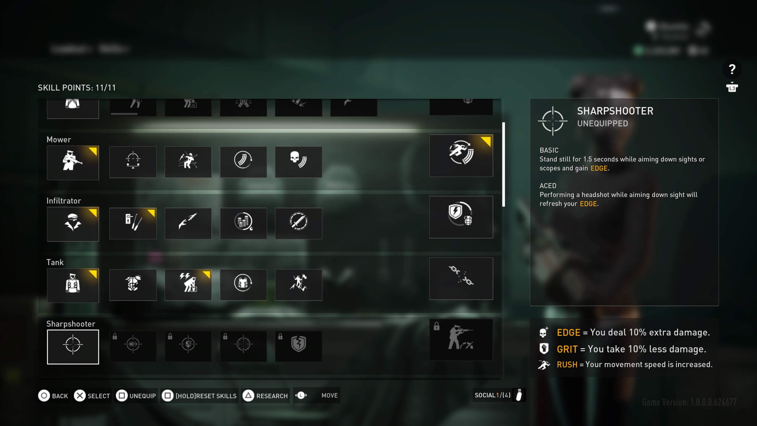 an image showing the in-game skills menu for Payday 3