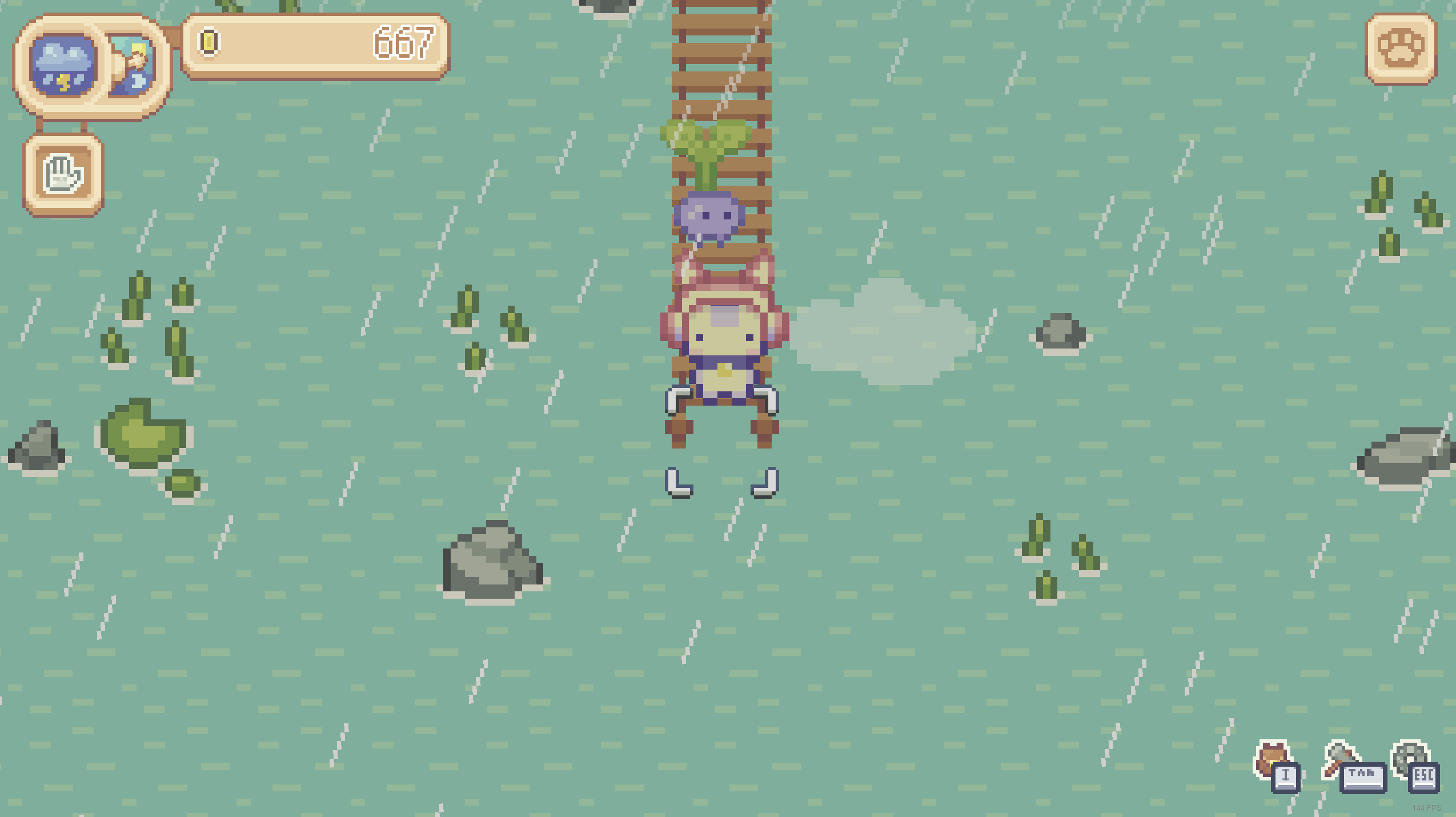 An image showing an in-game rainy day