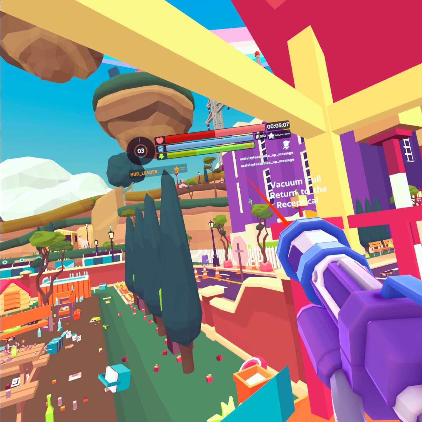 A screenshot showing the map for the VR game called Suck It!