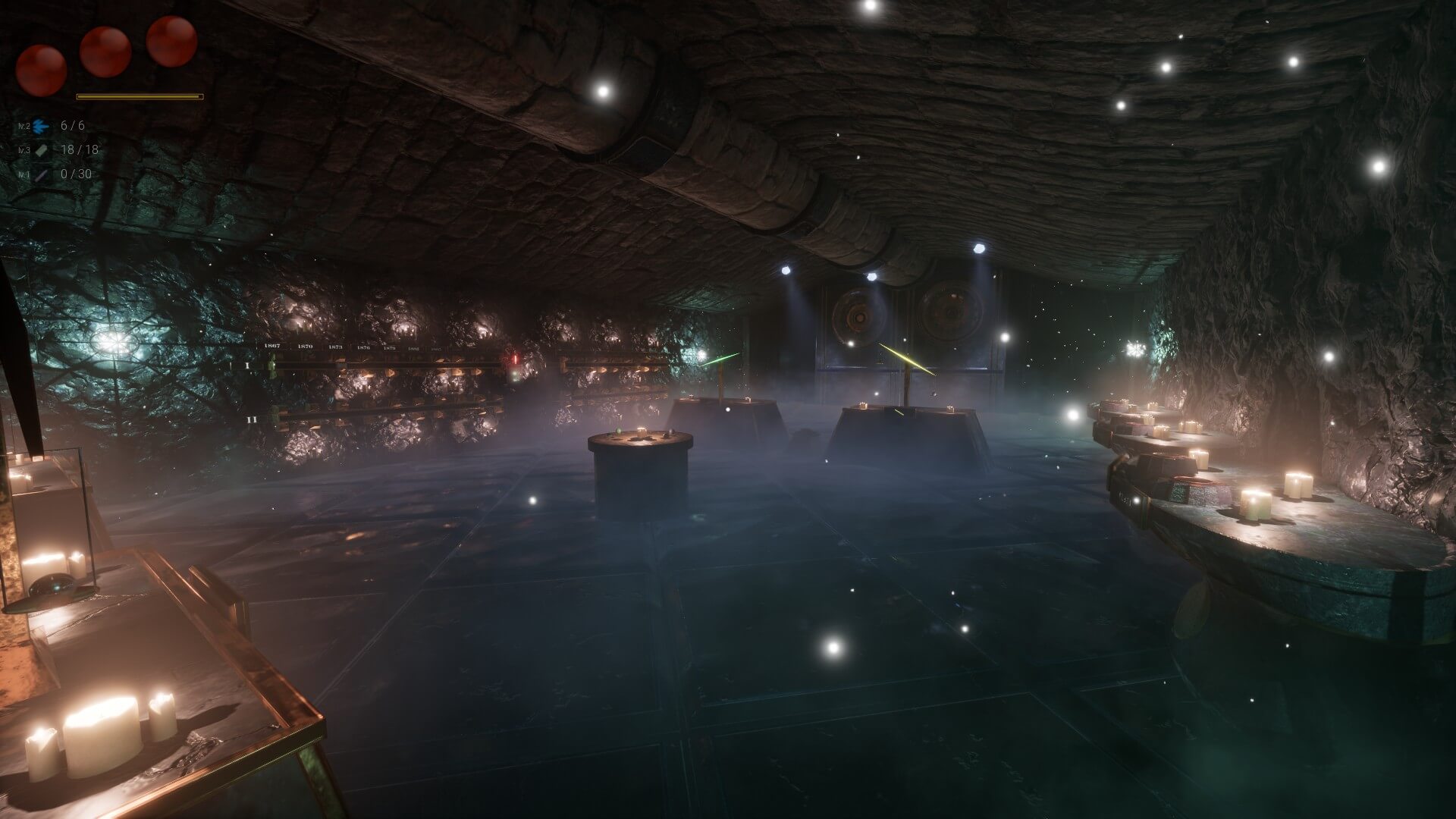 This is one of the areas I found quite pretty. It's based in a cave and has floating white glows. several tables are scattered around which are used for puzzles.