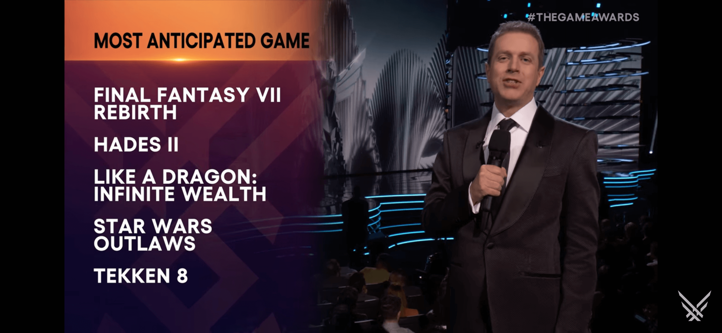 Geoff Keighley presenting the award for most anticipated game during a quick fire section.