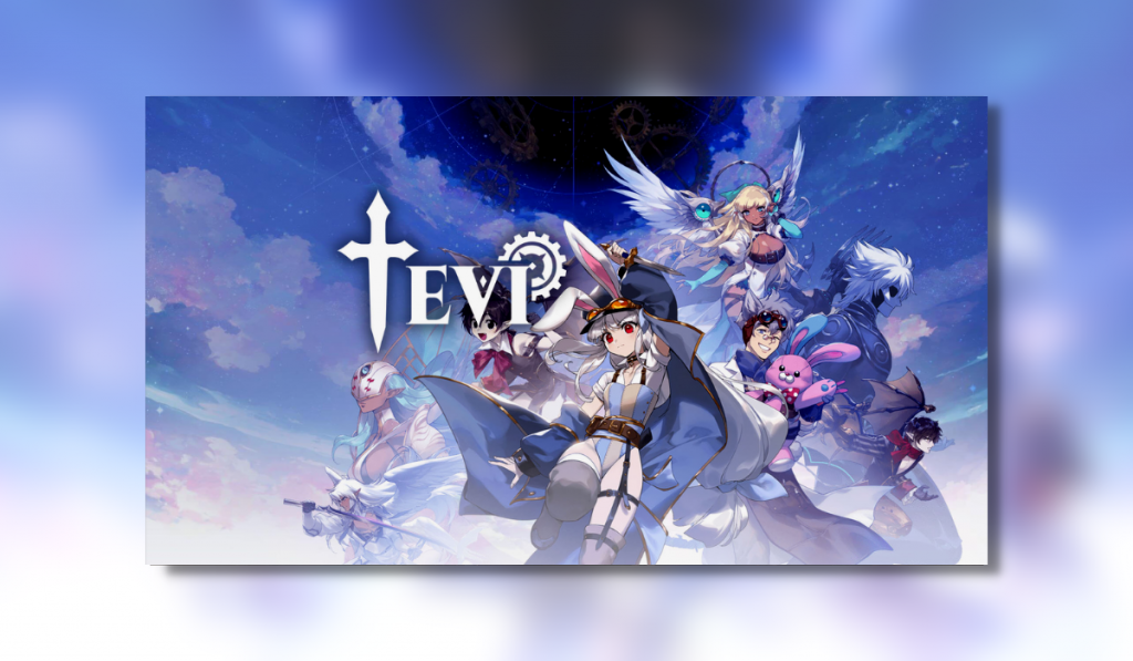The featured image for the Tevi review. A girl with white rabbit ears surrounded by characters you'll either befriend or fight along your journey.