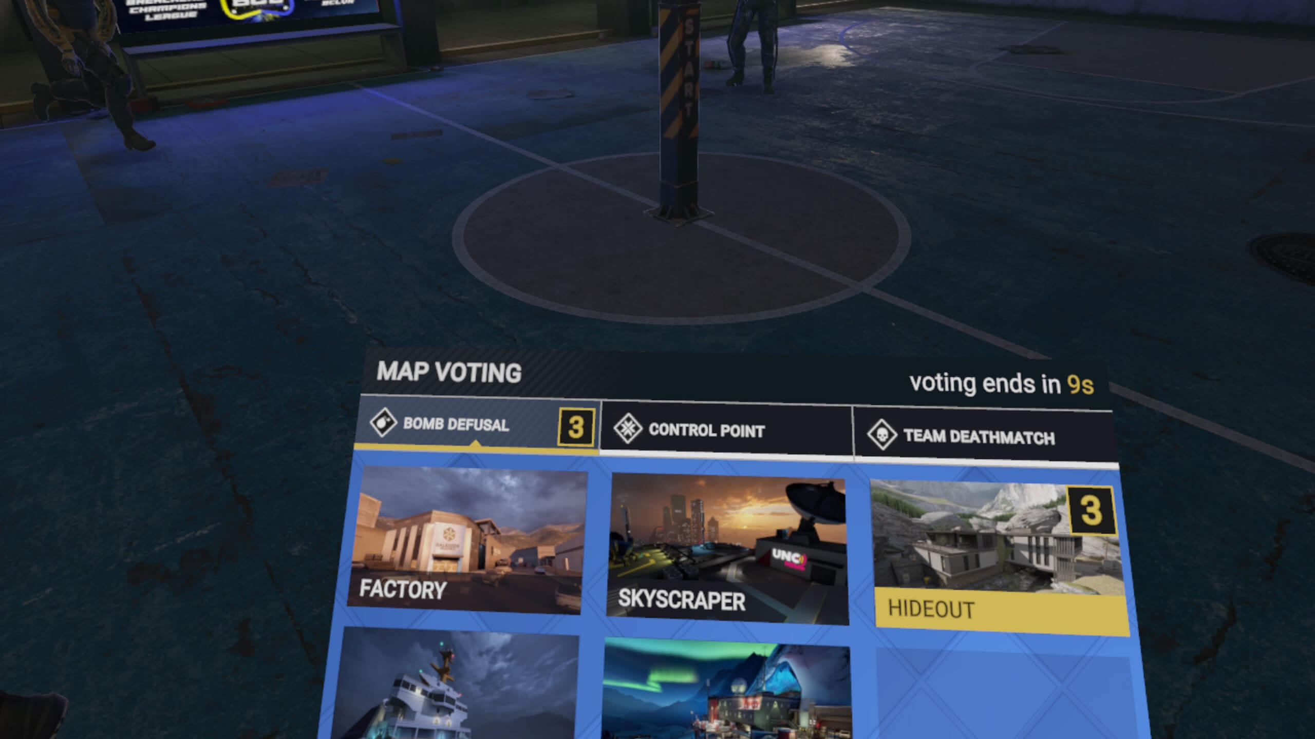 The pre-game voting system. options for what map and modes to play on.