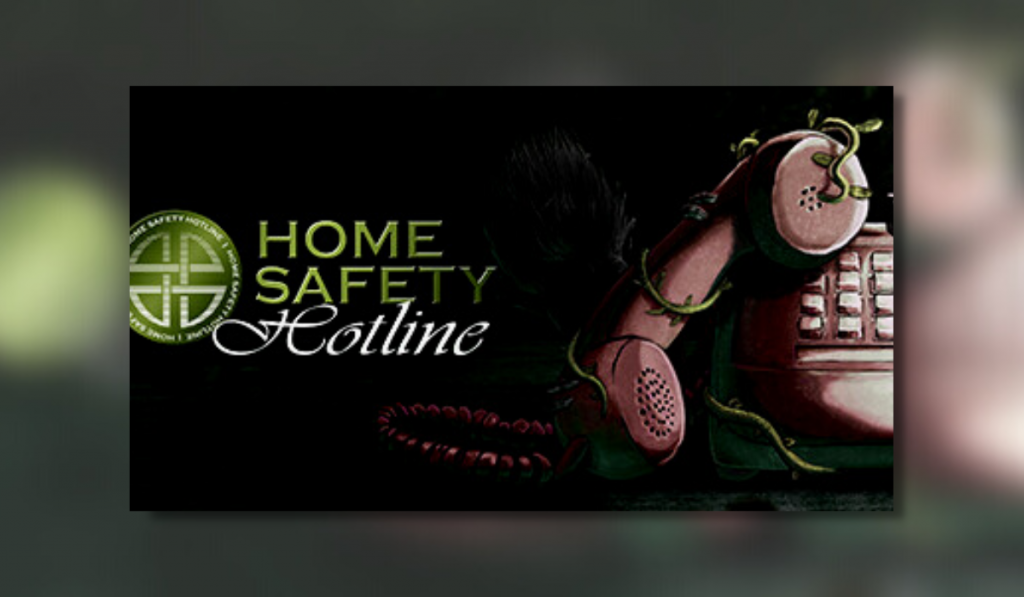 screenshot showing a telephone alongside the title of the game "Home Safety Hotline"