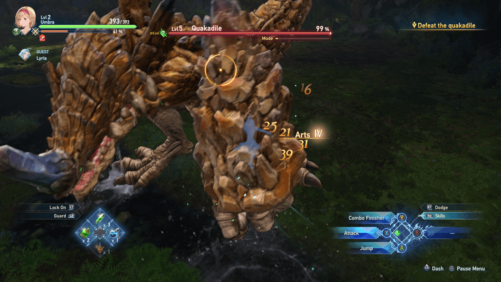 A rock bird called a Quakadile is being attacked.