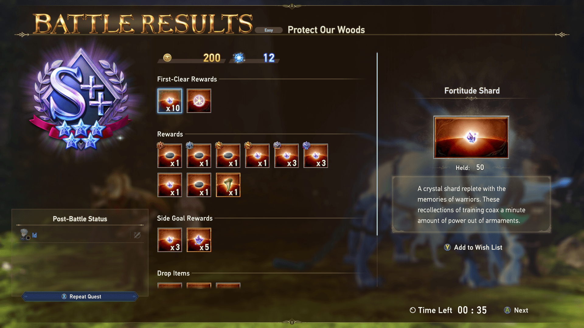 Reaching S++ on a mission and getting many rewards