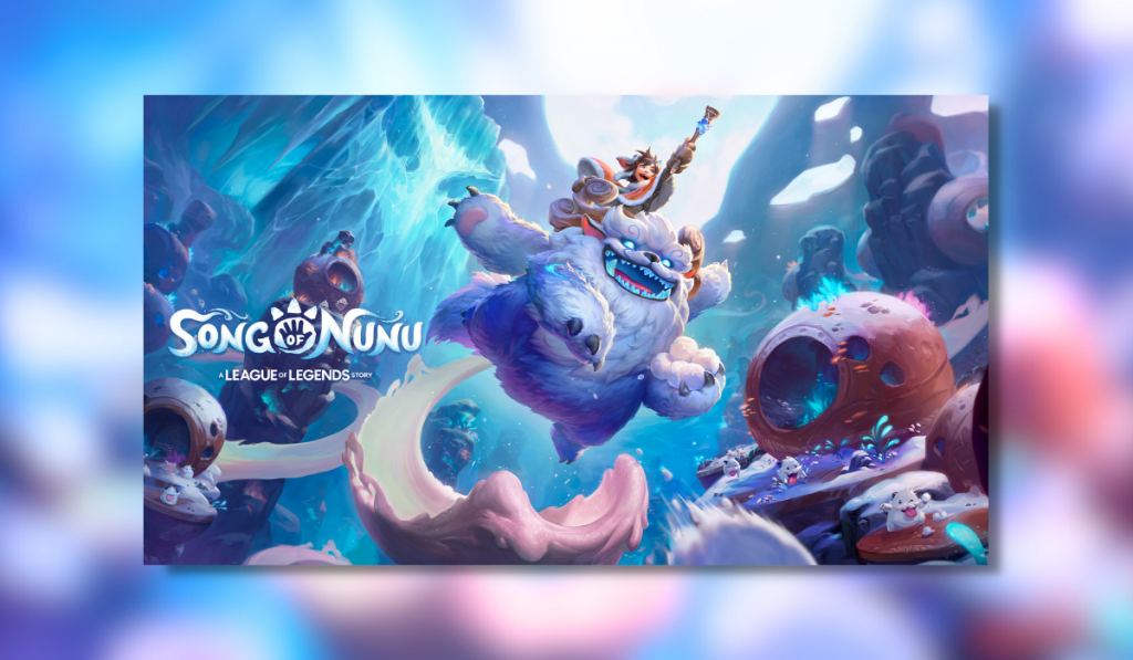 Nunu and Willump from League of Legends and Song of Nunu jumping into an ice slide smiling