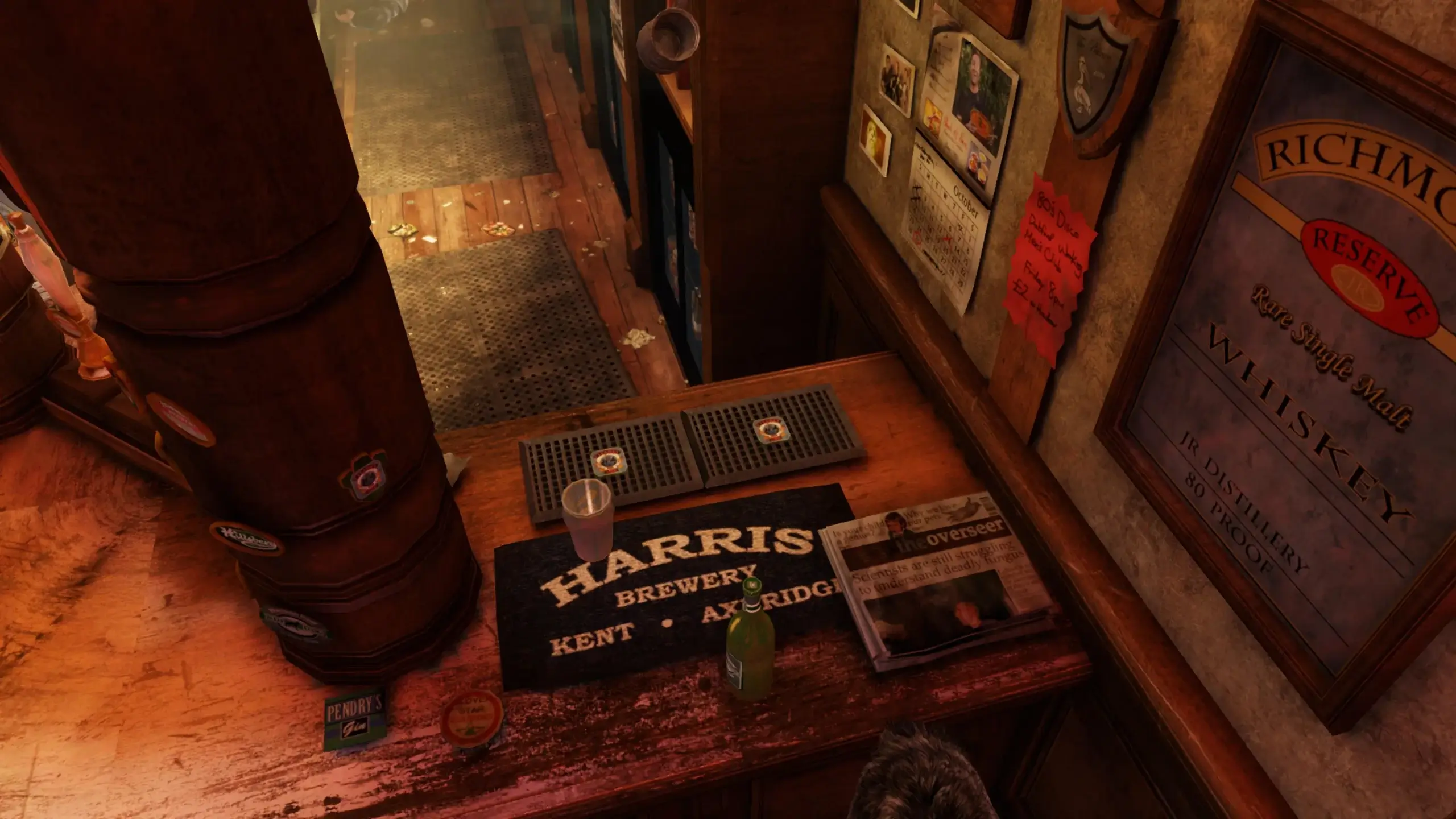 A newspaper on the end of a bar in the opening scene of Uncharted 3 with headline: "Scientists are still struggling to understand deadly fungus". An easter egg for The Last Of Us