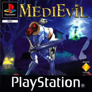 Front boxart of PS1 game Medievil