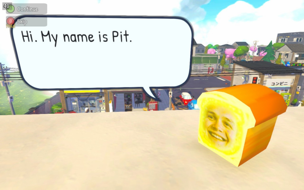 Screenshot from Just Crow Things. A loaf of bread with a human face on it.
