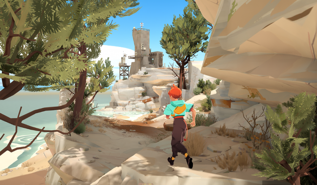 Caravan SandWitch official key art showing character running down a stony path