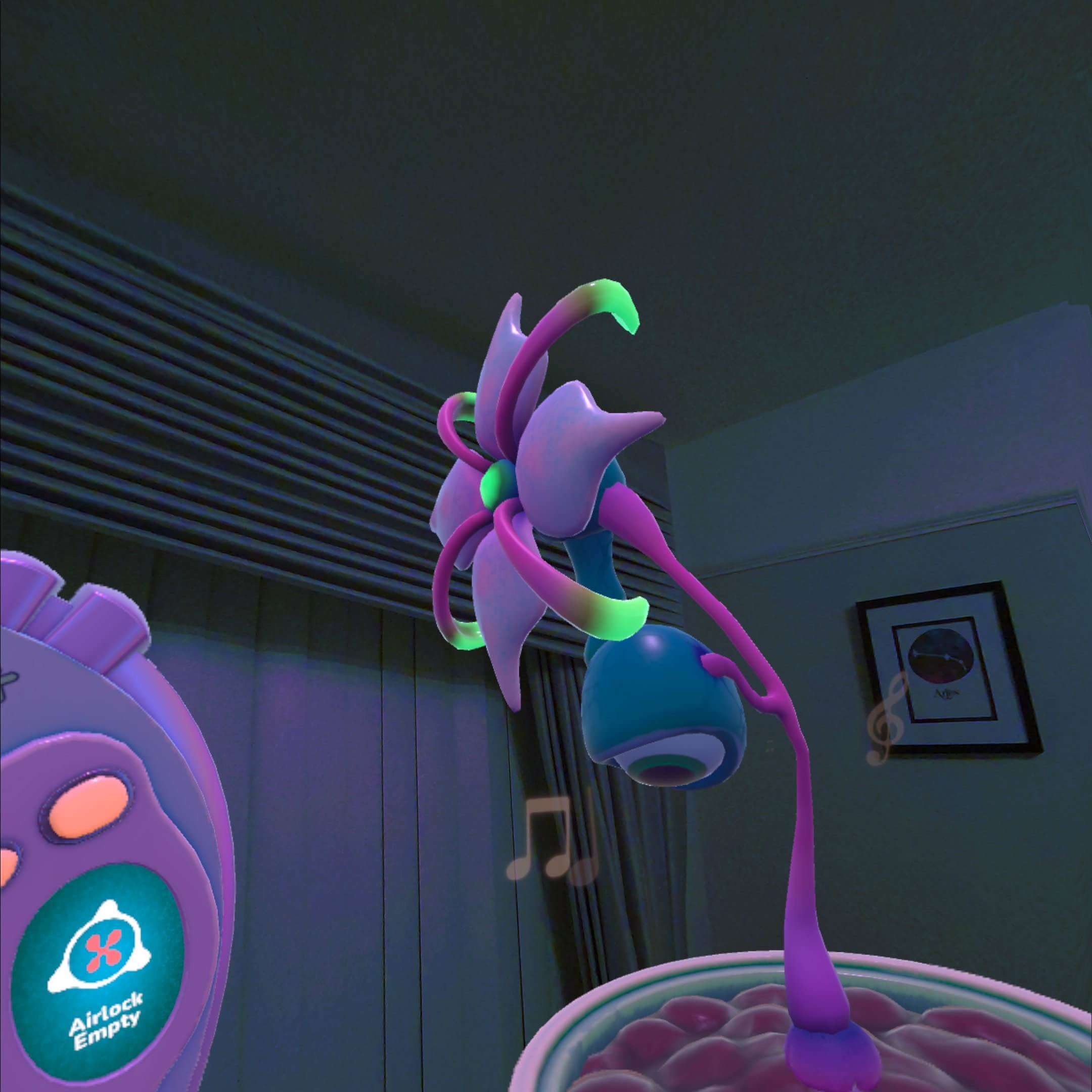 screenshot of Starship home showing a plant fully grown with music notes coming out