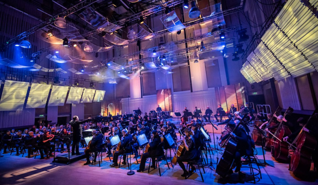 A key photograph of the BBC Philharmonic Orchestra, readying for their Sound of Gaming concert
