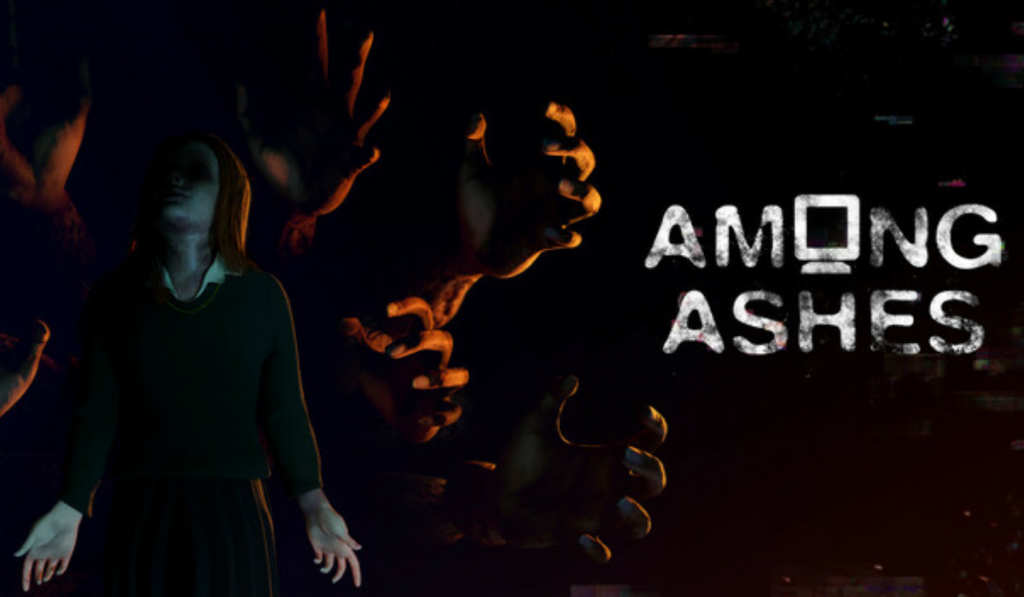 A dark figure with outstretched hands surrounded by ominous reaching claws and the title "AMONG ASHES."
