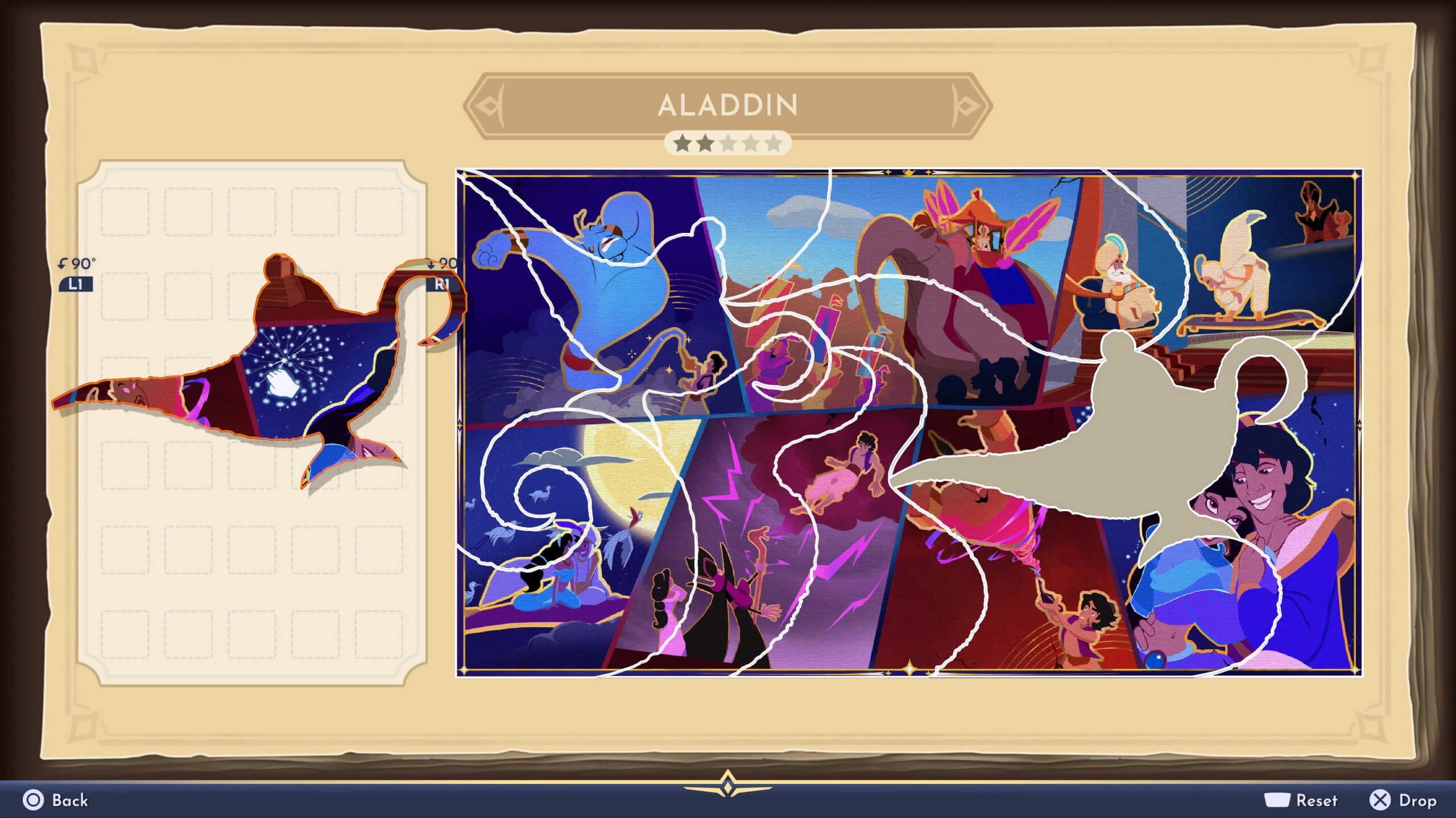 screenshot from the storybook vale showing a puzzle when you gain enough snippets