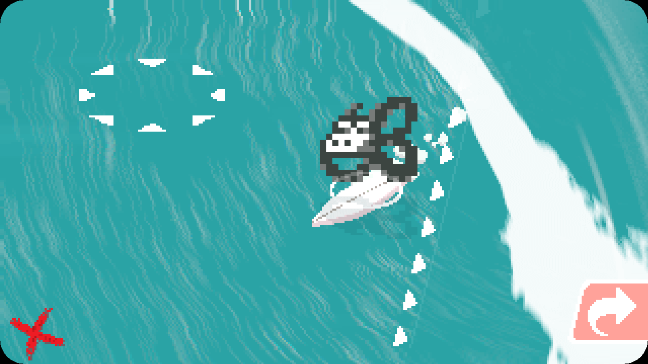 A Nanomon playing a surfing minigame